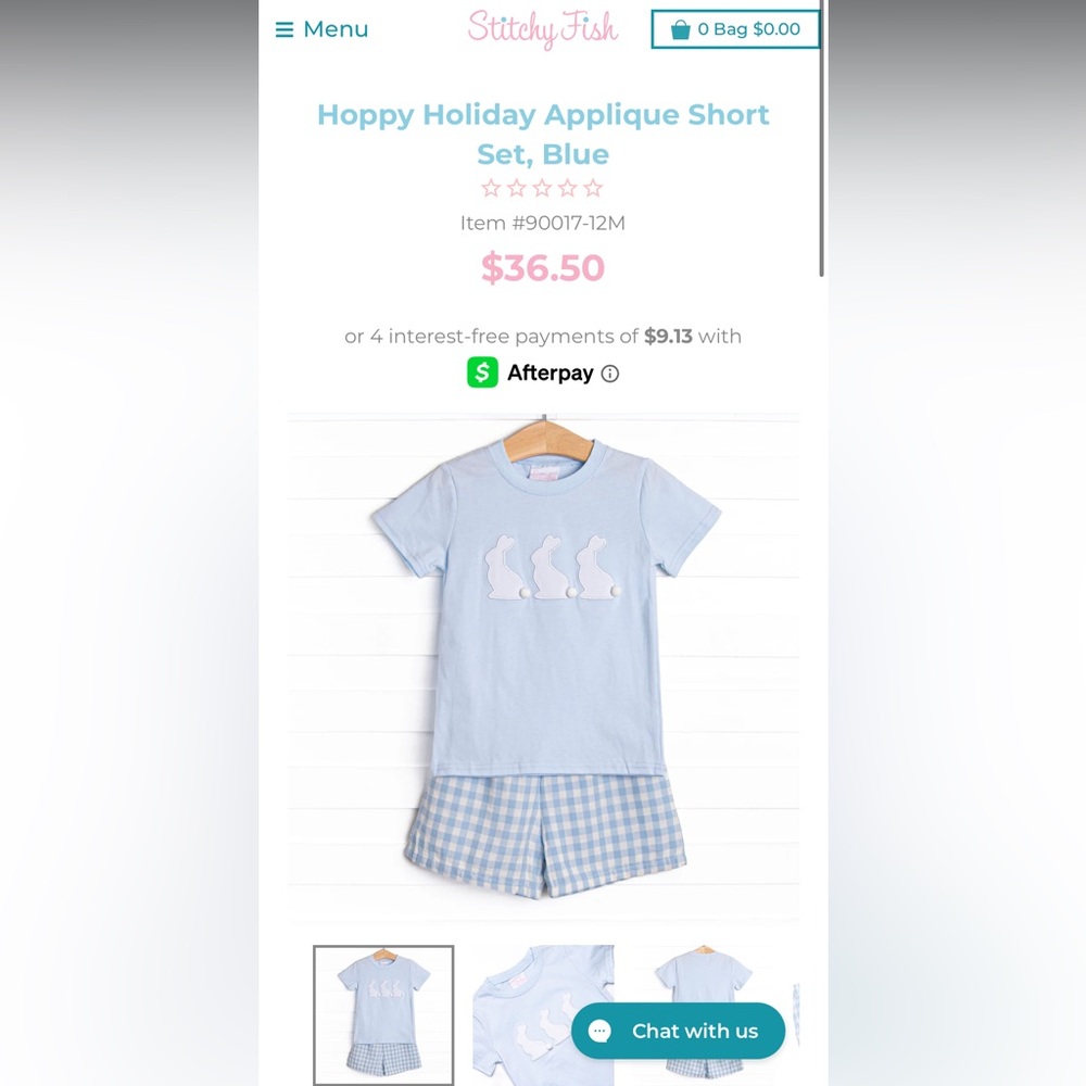 Stitchy fish hoppy holiday appliqué short set